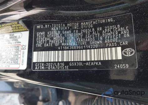 2006 Toyota Avalon Limited из США, поврежденный, VIN 4T1BK36B96U114220